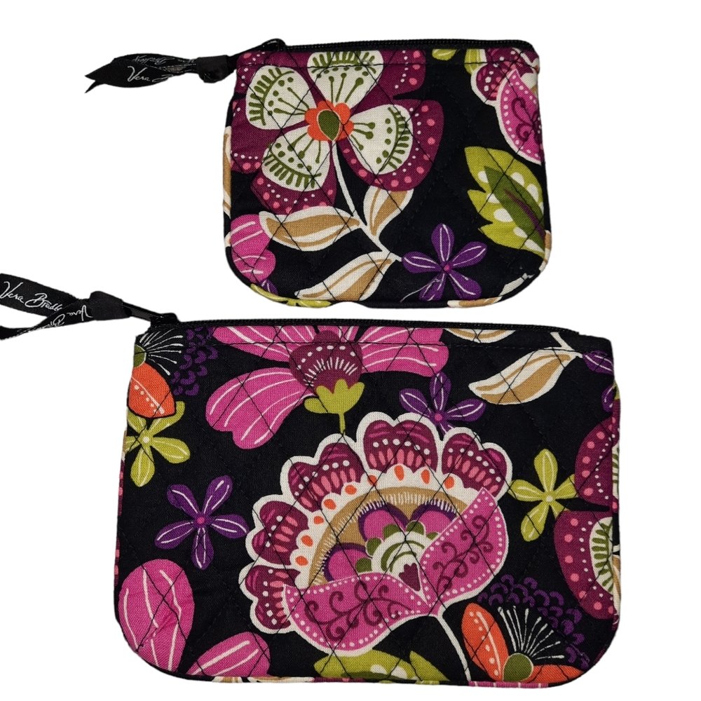 Vera Bradley 2PC Vibrant Floral Quilted Zipper Pouches - Picture 5 of 9